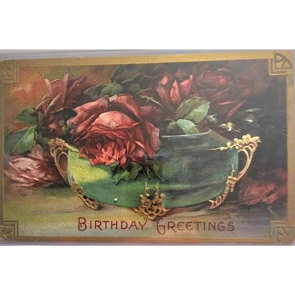 Lot Of Four Vintage Antique Embossed Postcards Flowers - Picture 5 of 9